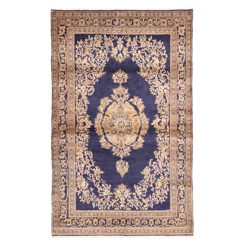 ECARPETGALLERY Hand-knotted Kayseri Vintage Dark Navy Wool Rug - 4'5 x 7'2