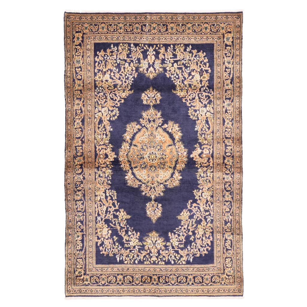 ECARPETGALLERY Hand-knotted Kayseri Vintage Dark Navy Wool Rug - 4'5 x 7'2