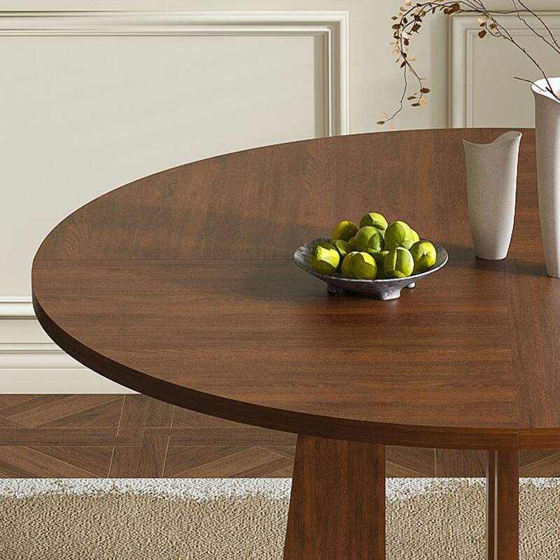 Anmytek 47 Inch Round MDF Dining Table for 4 Wood Grain Farmhouse Kitchen Table