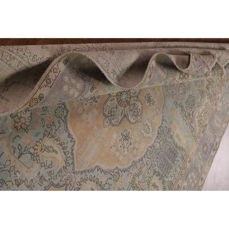 Antique Distressed Tabriz Persian Rug Home Decor Handmade Wool Carpet - 6'5" x 9'7"