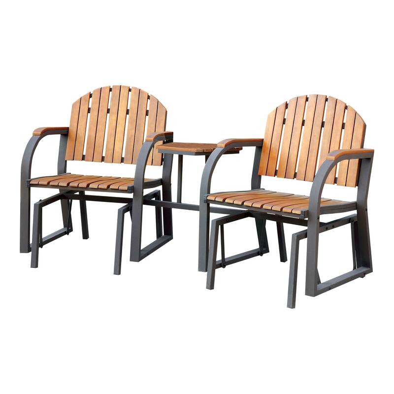 Liro Country Oak Metal 3-Piece Rocking Conversation Set by Furniture of America