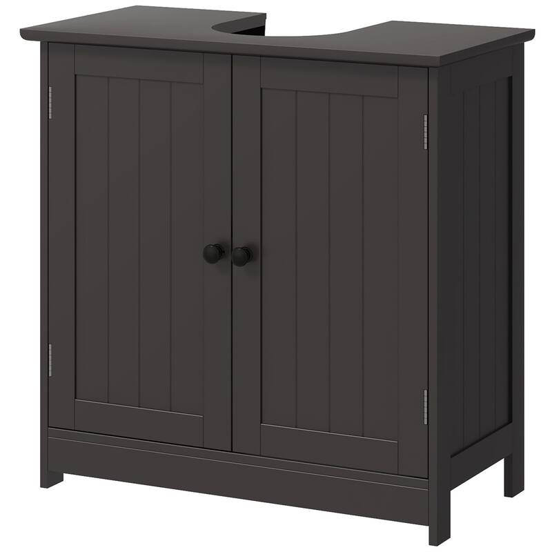Contemporary Coffee Bathroom Vanity Cabinet with Open Back Design and Adjustable Storage Shelf - 23.5" L x 11.75" W x 23.5" H