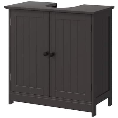 Contemporary Coffee Bathroom Vanity Cabinet with Open Back Design and Adjustable Storage Shelf - 23.5" L x 11.75" W x 23.5" H
