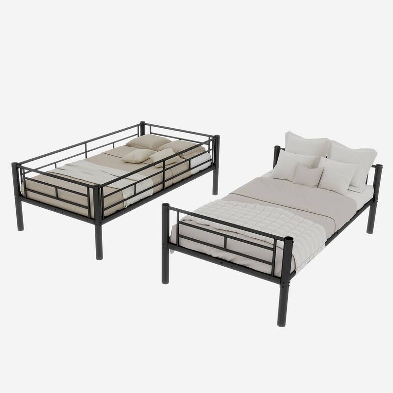 GDFStudio - Twin Over Twin Metal Convertible Bunk Bed Frame