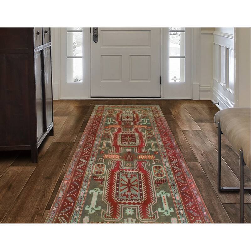 Noori Rug Fine Vintage Distressed Serenity Brown/Burgundy Runner - 4'5" x 10'0"