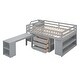 preview thumbnail 7 of 25, Full Size Loft Bed with Retractable Writing Desk and 3 Drawers, Wooden Bed with Storage Stairs and Shelves