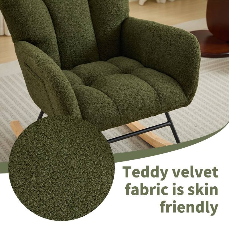 Teddy Rocking Chair with High Back & Wood Legs
