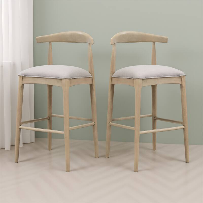 Bar Stool In Pebble Fabric (Set of 2)