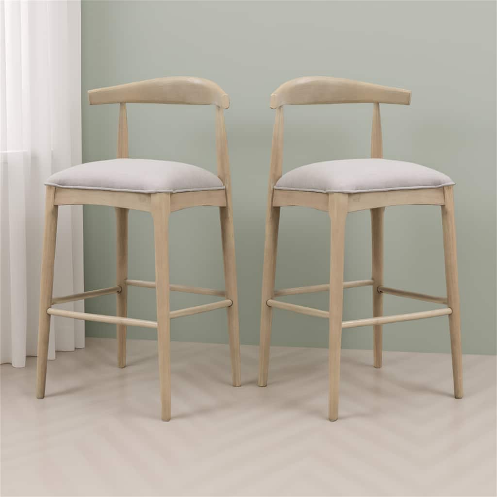 Bar Stool In Pebble Fabric (Set of 2)