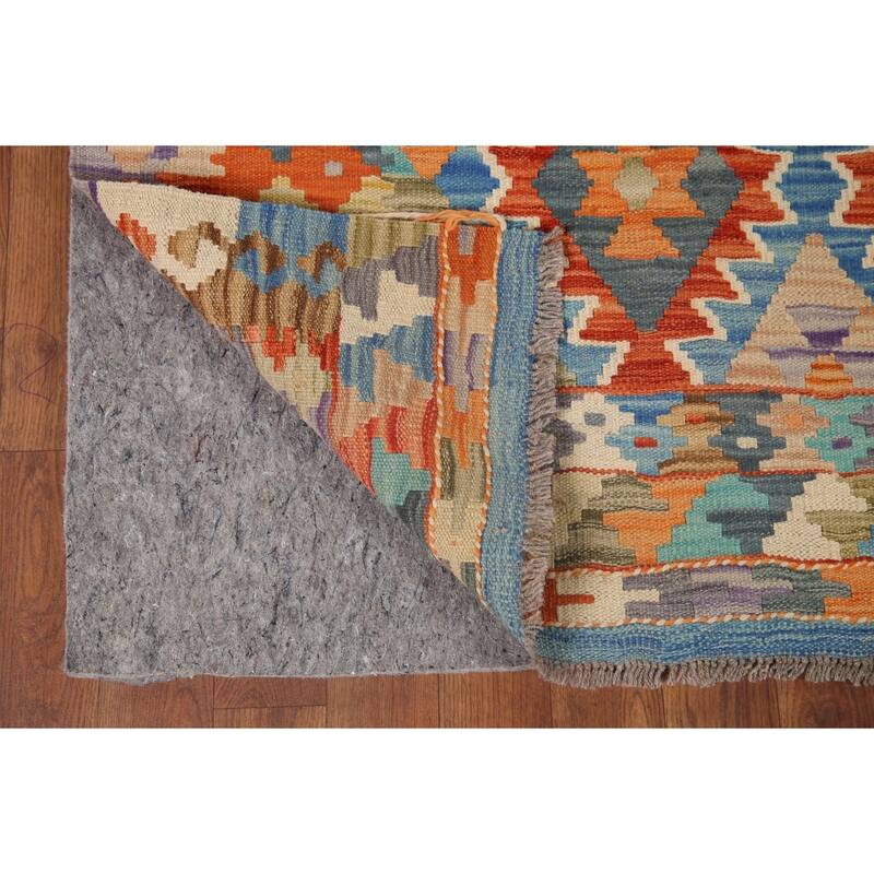 Hand Woven Oriental 100% Wool Carpet Southwestern All-Over Multi-Colored Kilim Area Rug - 9' 10'' X 6' 5''