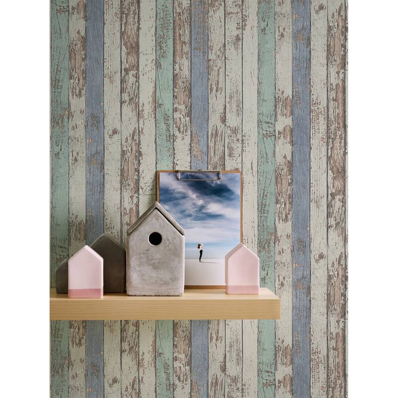 Galerie Wallcoverings Woods and Wicker Collection Narrow Wood Stripe Effect Matte Finish Vinyl on Non-woven Wallpaper Roll