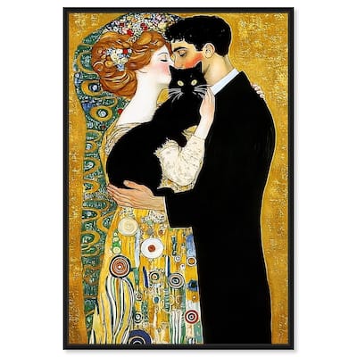 Kiss with Cat Canvas by Art Remedy