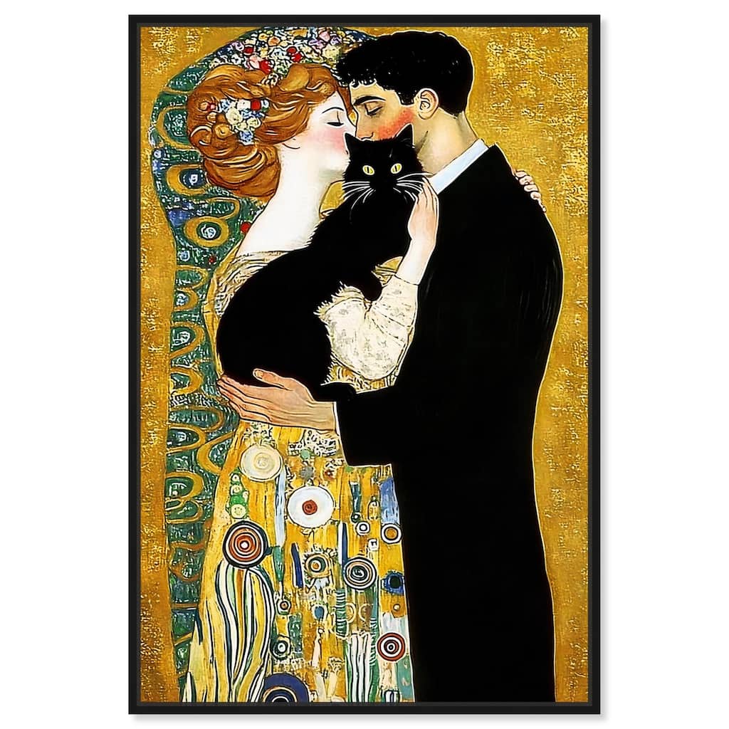 Kiss with Cat Canvas by Art Remedy