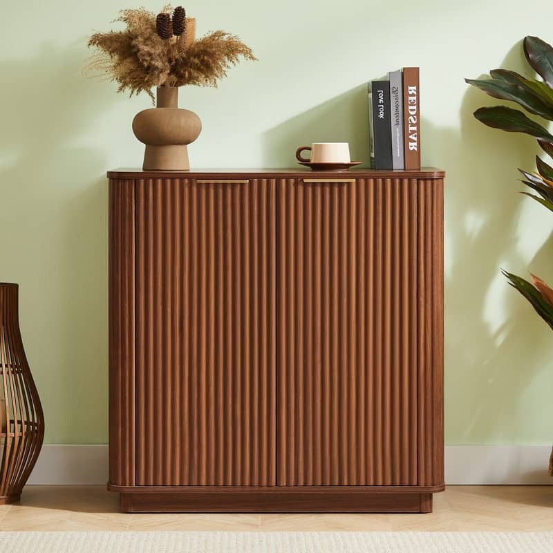 31.5" Buffet Cabinet Sideboard with Storage Curved Wave Design for Living Room and Bedroom Organization