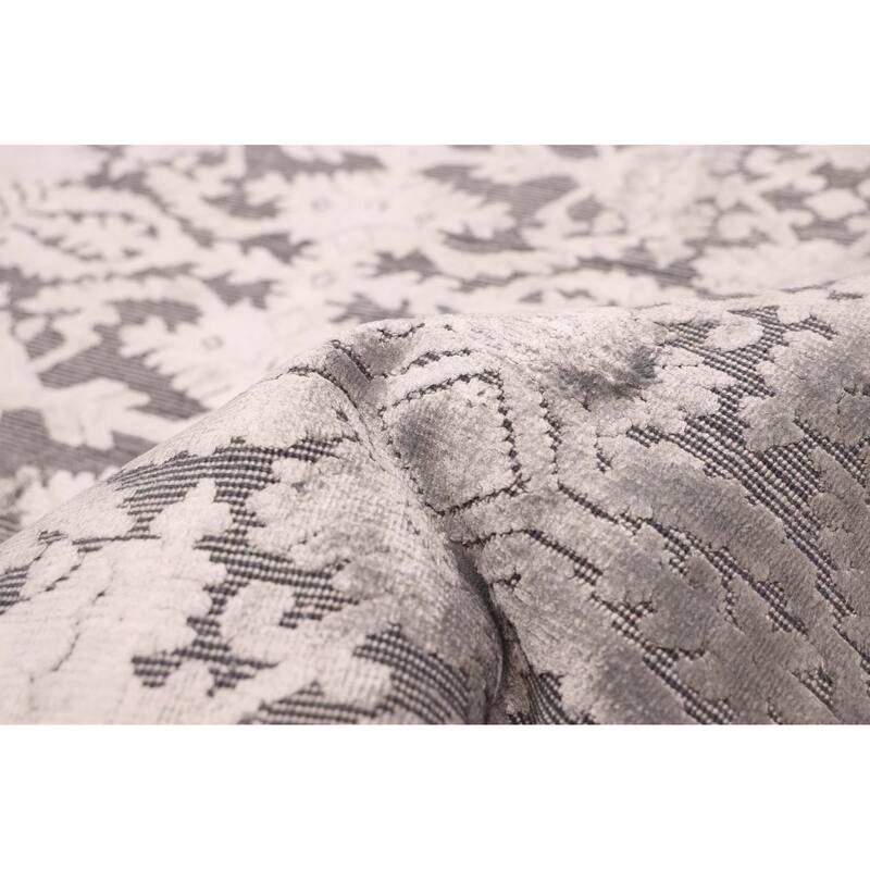 ECARPETGALLERY Hand Loomed Elysian Light Grey Viscose, Wool Rug - 8'3 x 11'10