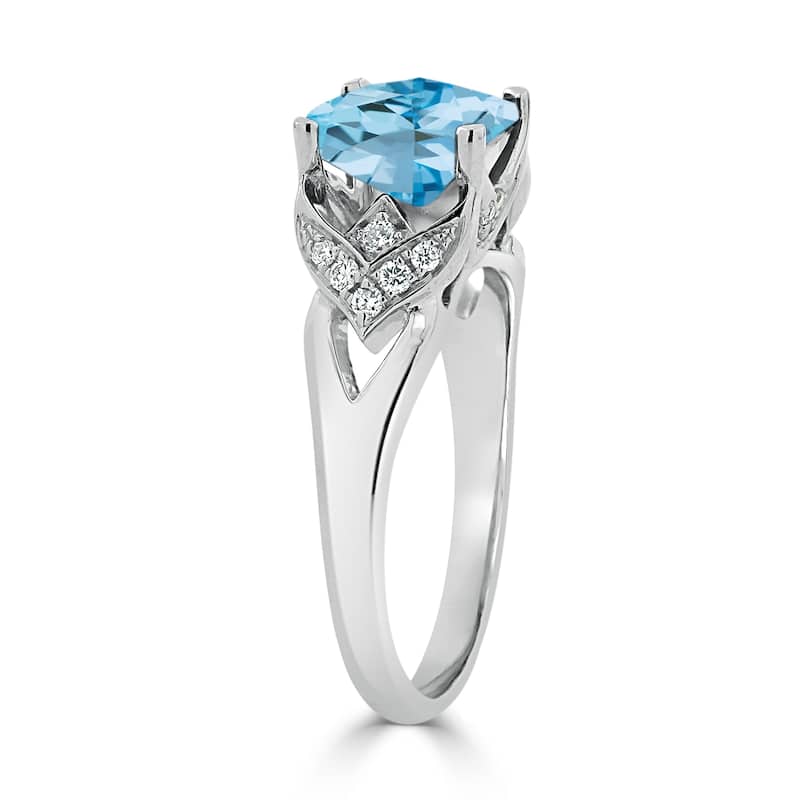 Auriya Modern 2 3/8ct Cushion-cut Sky Blue Topaz and Diamond Engagement Ring 1/6ctw 14k Gold