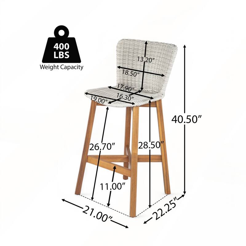Outdoor Bar Stool with Wicker Set of 2