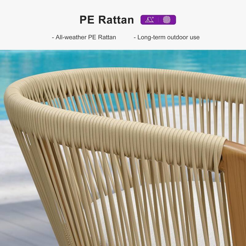 PURPLE LEAF Outdoor Dining Chairs Set of 2 Patio Counter Height Bar Stool with Cushion