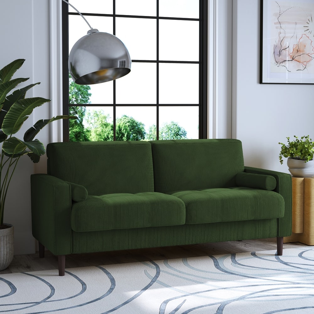 Corduroy 61.9" Loveseat Sofa Square Armrests