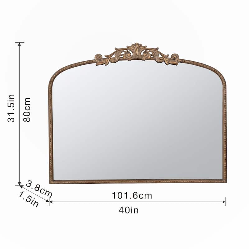 40" x 31"Gold Arch Mirror and Baroque Inspired Frame