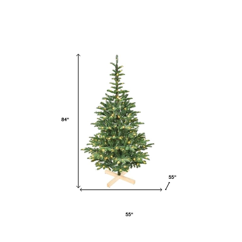 HomeRoots 7' Pre Lit Sparse Fir Christmas Tree - Green - 55.00 in. x 84.00 in. x 55.00 in.
