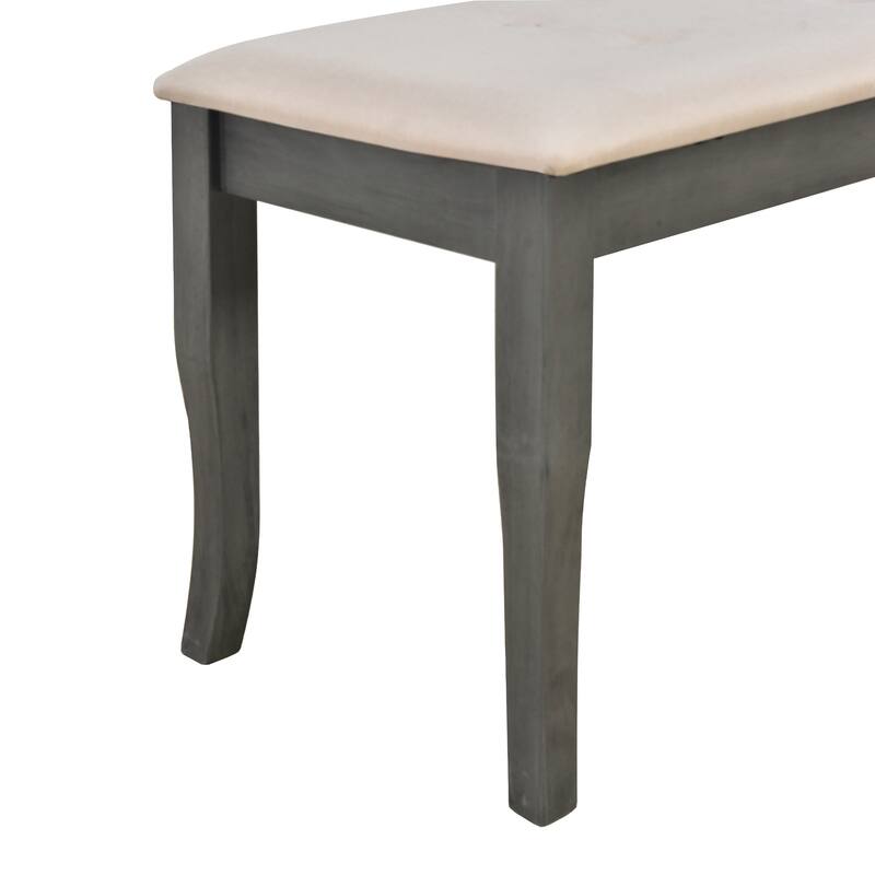 6-Piece Farmhouse Dining Table Set, Rectangular Trestle Table and 4 Upholstered Chairs & Bench