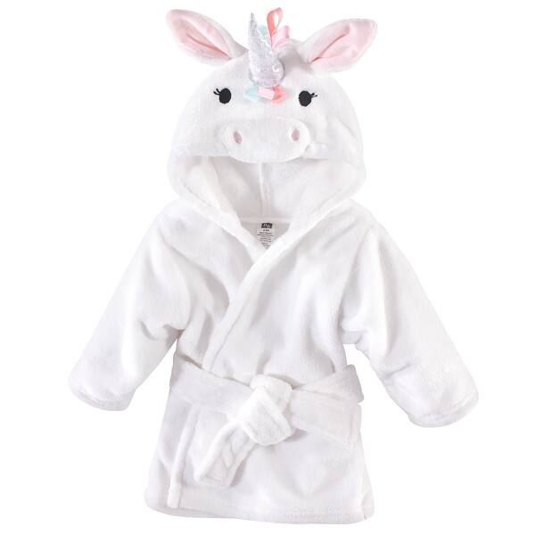 slide 1 of 1, Hudson Baby Infant Girl Plush Animal Bathrobe, Rainbow Unicorn, 0-9 Months - Rainbow Unicorn - 0-9 Months 0-9 Months - Rainbow Unicorn
