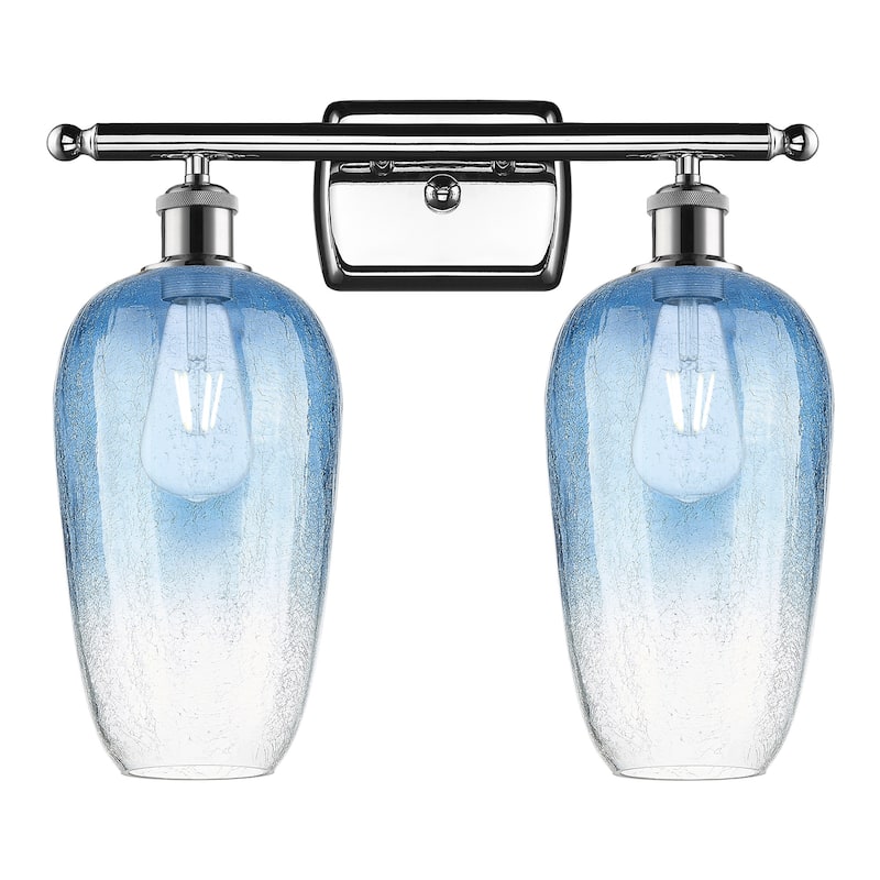 Innovations Lighting 516-2W-16-17 Brookhaven Flute Vanity Brookhaven - Polished Chrome / Sapphire Blue