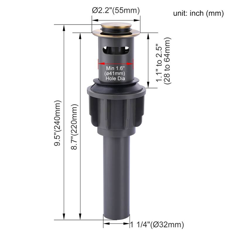 WOWOW 2-Piece Economical Easy Clean Pop Up Drain With Overflow