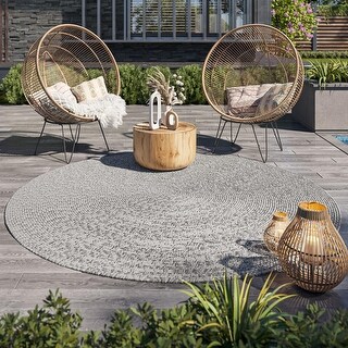 BELLEZE 8' Diameter Solid Colored Indoor Outdoor Area Rug, 5 Colors ...