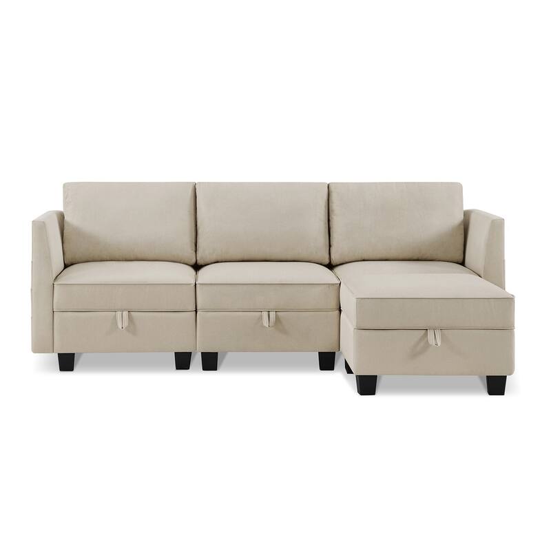 Billy 86" Modular 4-Piece Storage Sectional Sofa