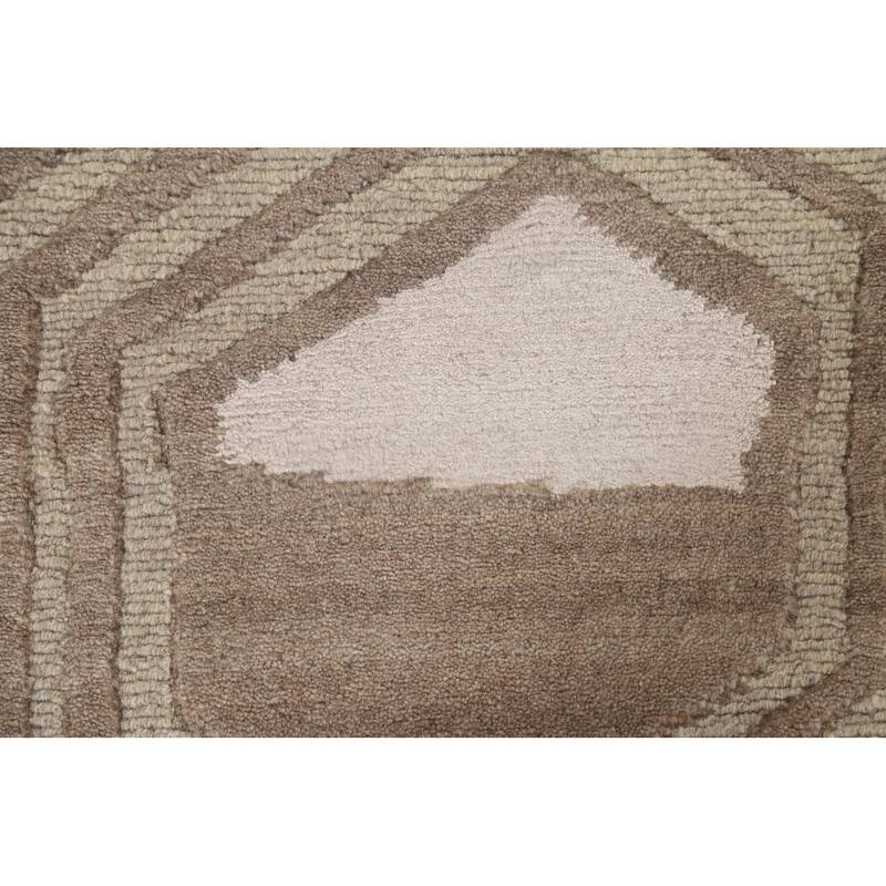 All-Over Modern Area Rug Handmade Wool Carpet - 8'1"x 9'8"