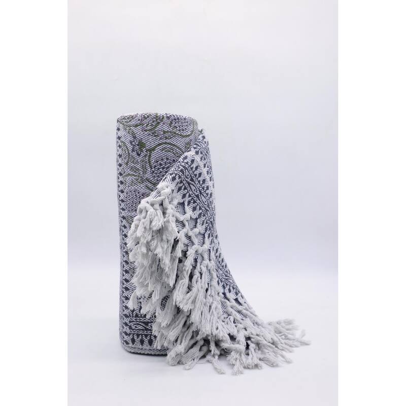 Fabdivine Aradhana Handloom Block Print Cotton Blanket - Cozy Layered Throw, Artistic Home Textile, Lounge & Bedroom Accessory