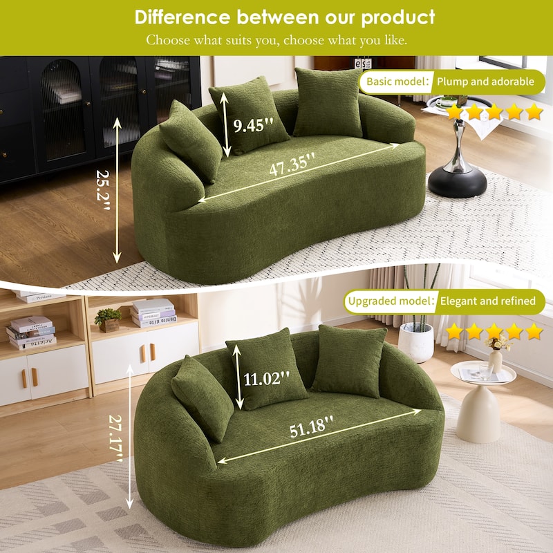 LY-049S Curved Modern Boneless Sofa Loveseat, Backrest Upgrade