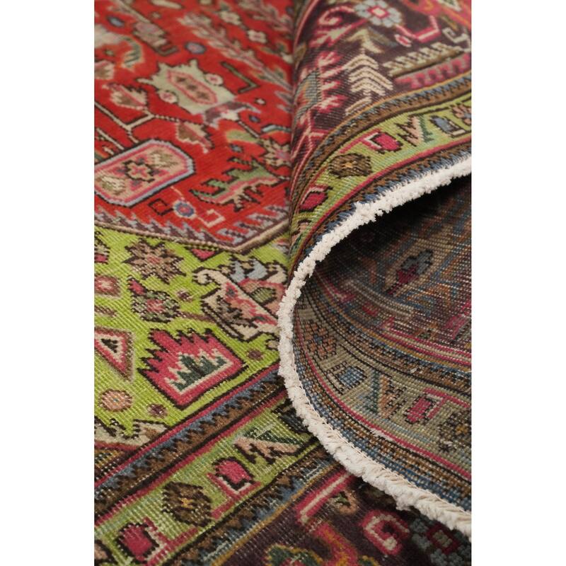 Hand Knotted Oriental 100% Wool Carpet Traditional Medallion Red Tabriz Area Rug - 9' 11'' X 6' 5''