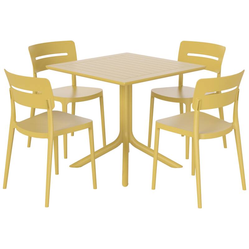 Frond and Form 4-Person Outdoor Square Dining Set - Yellow