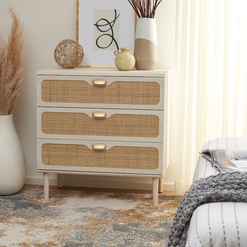 SAFAVIEH Dezzie 3-Drawer Chest - White/Natural