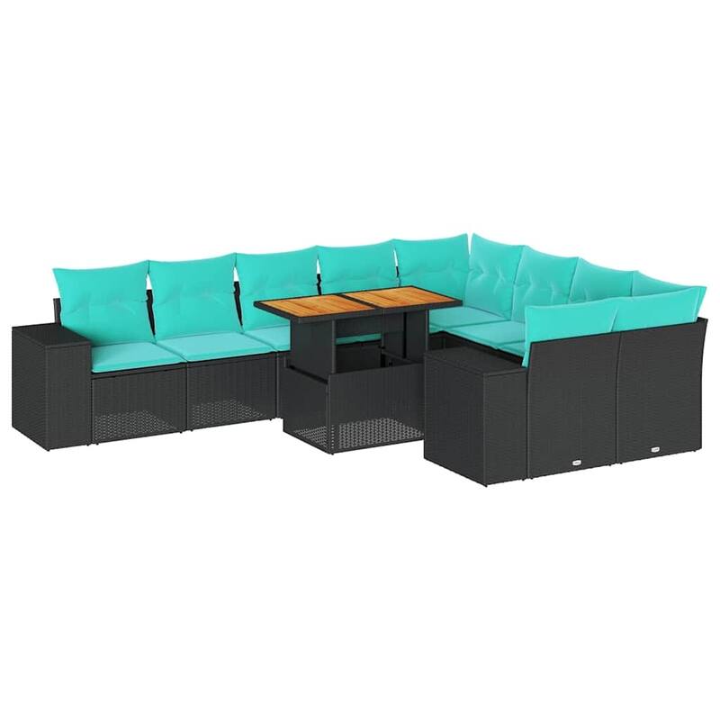 vidaXL Patio Sofa Set with Cushions Table and Sofa Modules 10 Piece Poly Rattan - 21.7 x 24.4 x 27.2