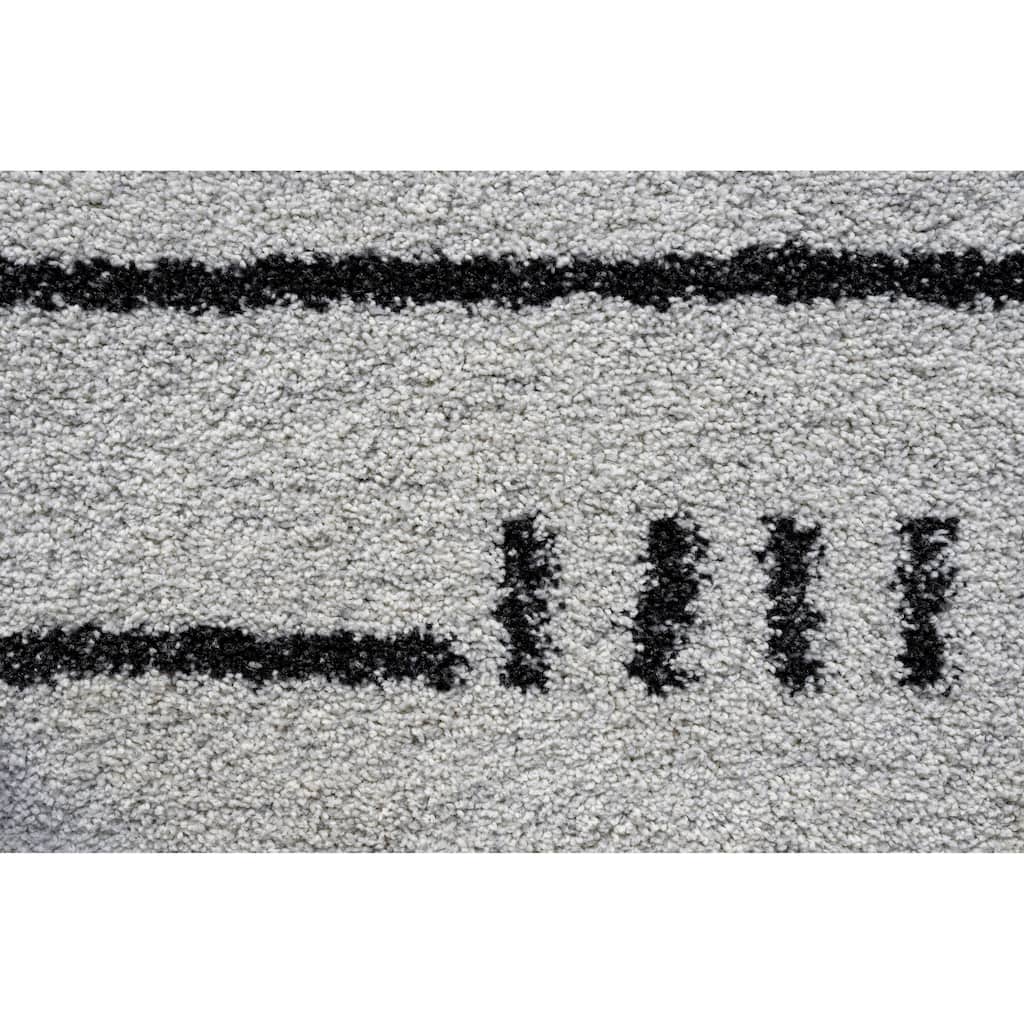 Kyrie Black, Charcoal, Ivory and White Polypropylene Area Rug - 9' x 12'