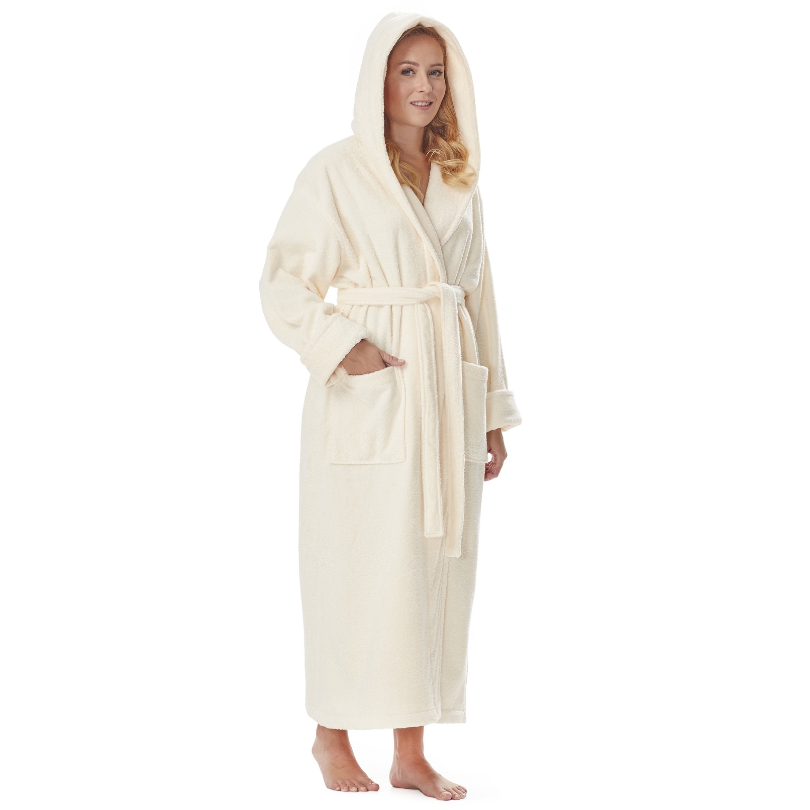 Women's Cotton Hooded Full Length Turkish Bathrobe - On Sale - Bed Bath &  Beyond - 31784455