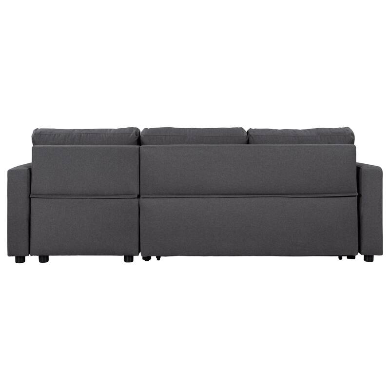 LShape Convertible Sectional Sofa Fold Out Sleeper Sofa Bed with Storage Space and Removable