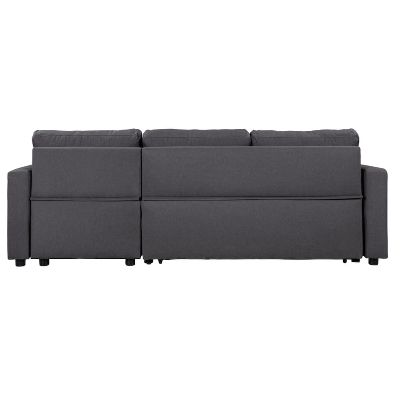 Upholstery Sleeper Sectional Sofa with Storage Space and 2 Tossing Cushions