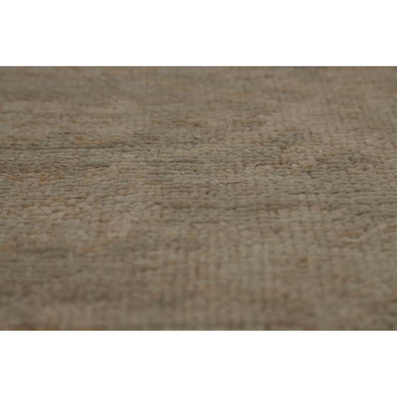 Grey Vegetable Dye Oushak Turkish Runner Rug Handmade Wool Carpet - 2'10" x 9'8"