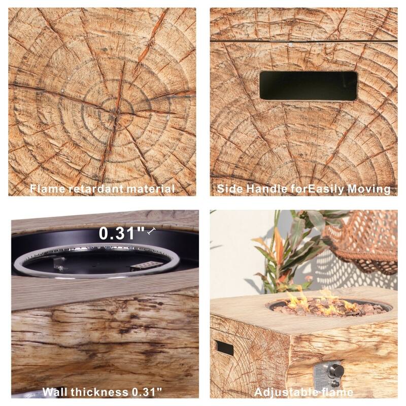 5-piece Outdoor 50,000 BTU Terrafab Composite Fire Pit Table Set with 4 Chairs