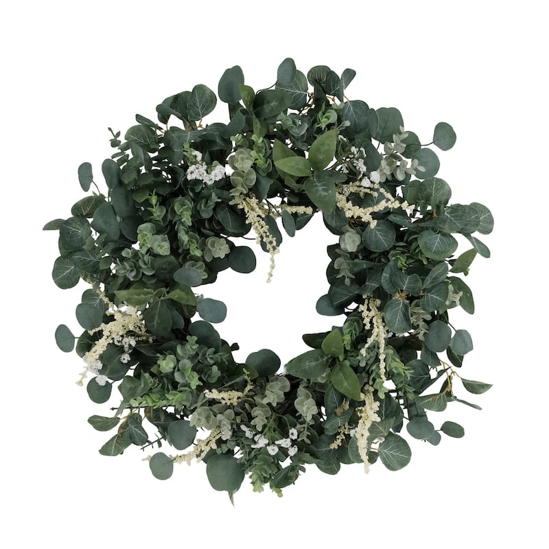 24" Puleo International Artificial Eucalyptus Floral Spring Wreath
