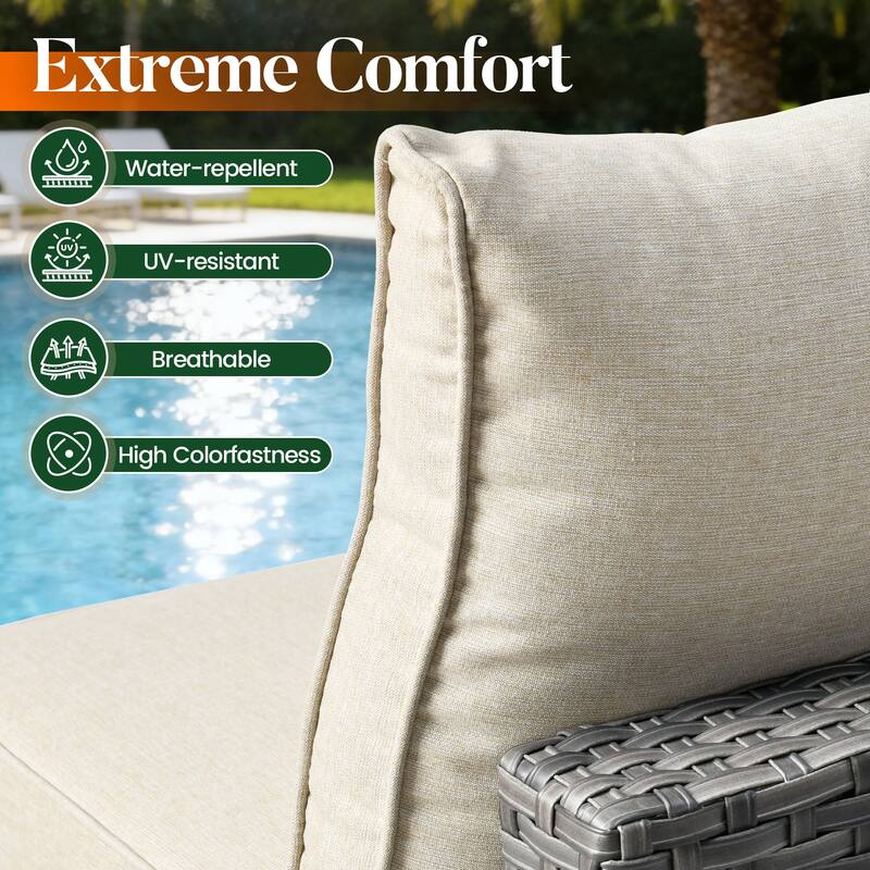 HOOOWOOO 11-piece Wicker Furniture Set Outdoor Sectional Sofa with Fire Pit