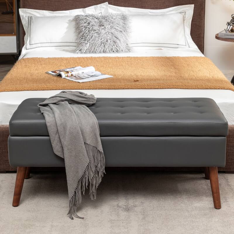 Storage Bench with Storage Bench for Bedroom End of Bed Bench Foot - Grey