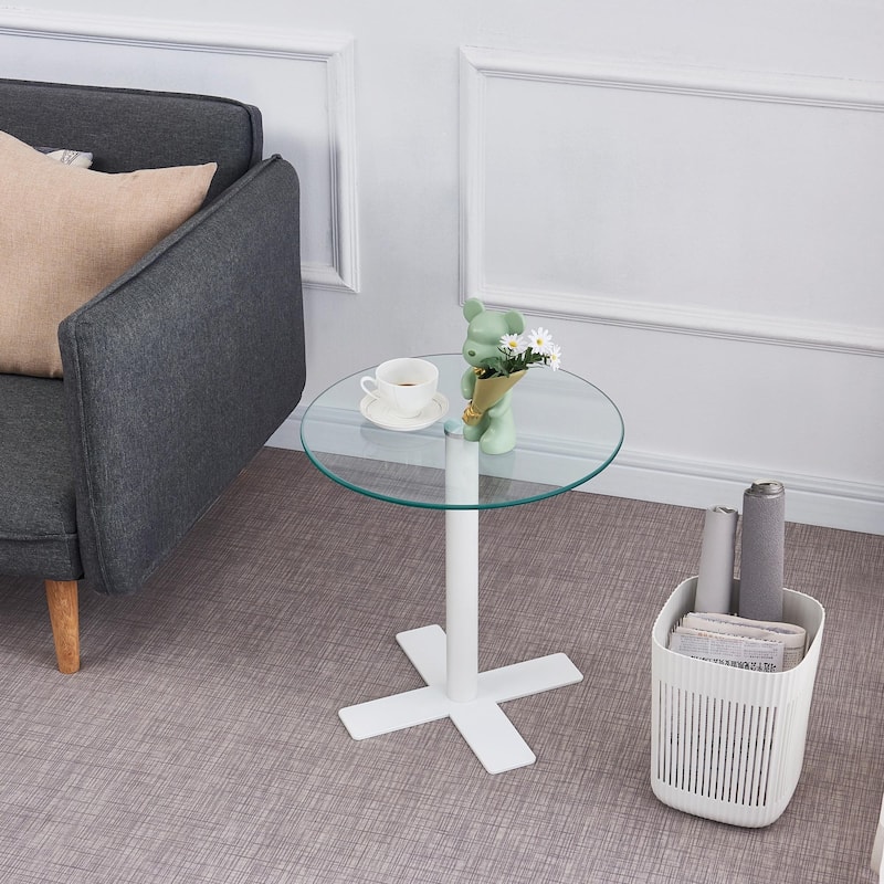 Tempered Rould Glass End Table