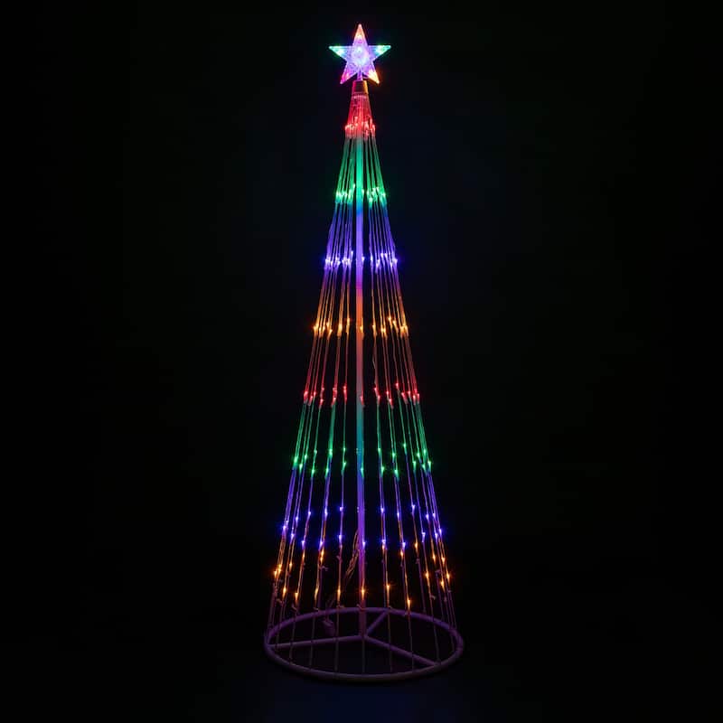 6' Multi-Color LED Lighted Show Cone Christmas Tree Outdoor Decoration