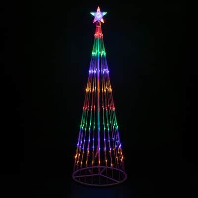 6' Multi-Color LED Lighted Show Cone Christmas Tree Outdoor Decoration